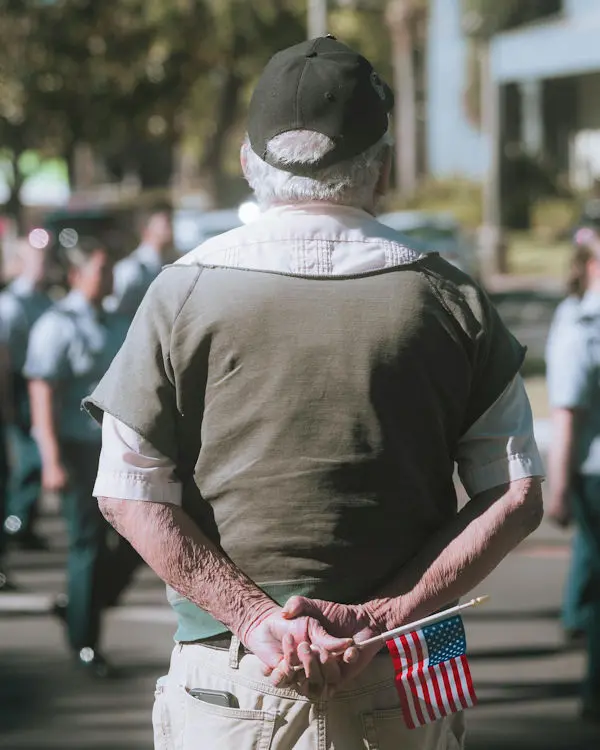 Veteran with flag
