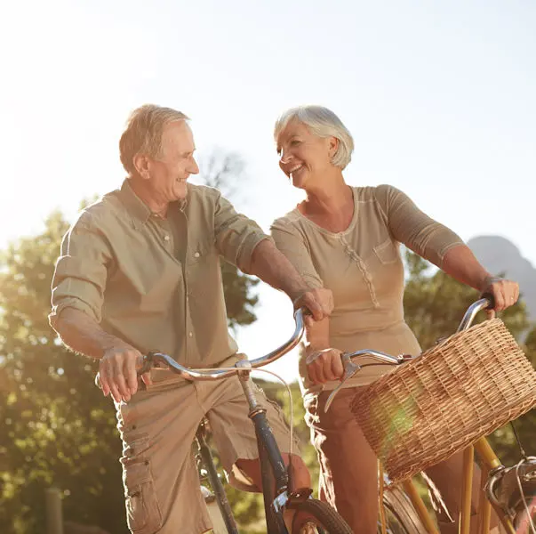 Couple on bikes